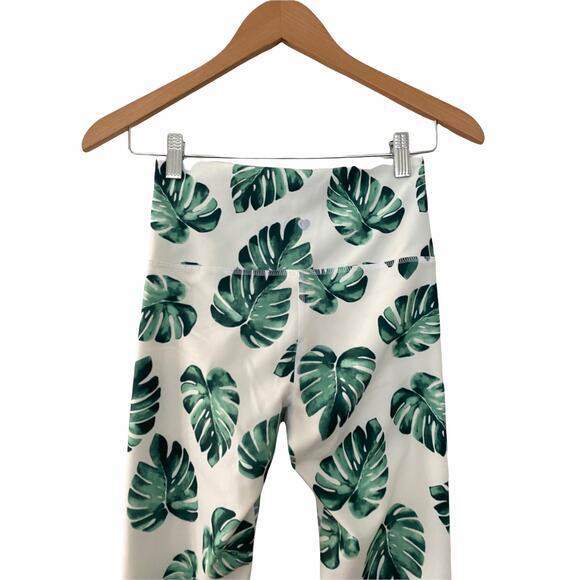Wildfox Sweat Womens Tropical Banana Leaves Leggings Pants White Green S Small - Picture 5 of 8